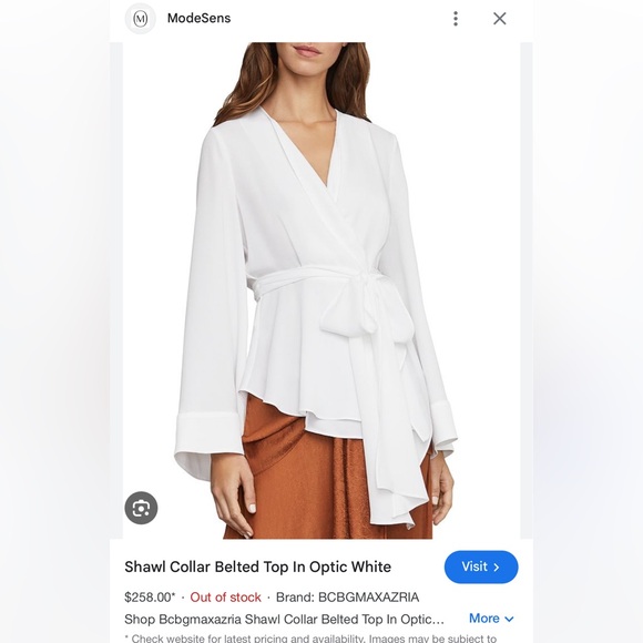 BCBGMAXAZRIA Shawl Collar Belted Top in Hunter Green, Size S - Picture 12 of 12